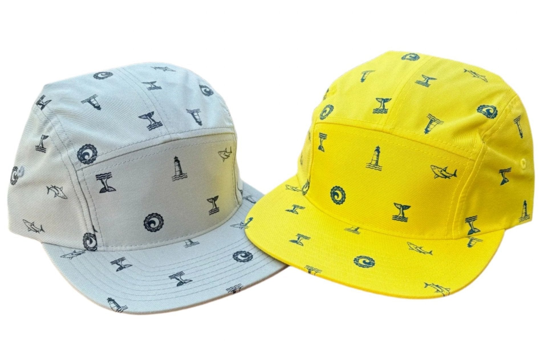 5-Panel Logo Print Flat Brim Hat