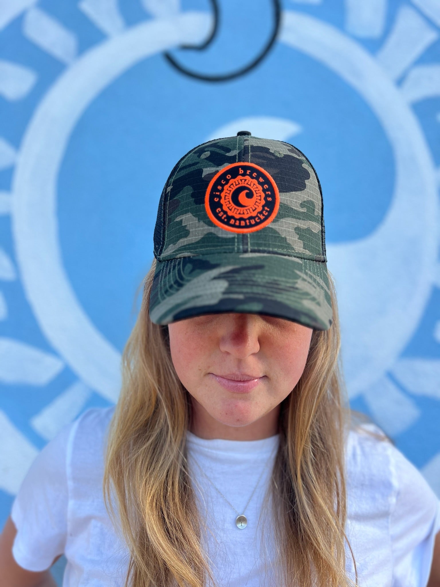 Orange Patch Camo Trucker Hat